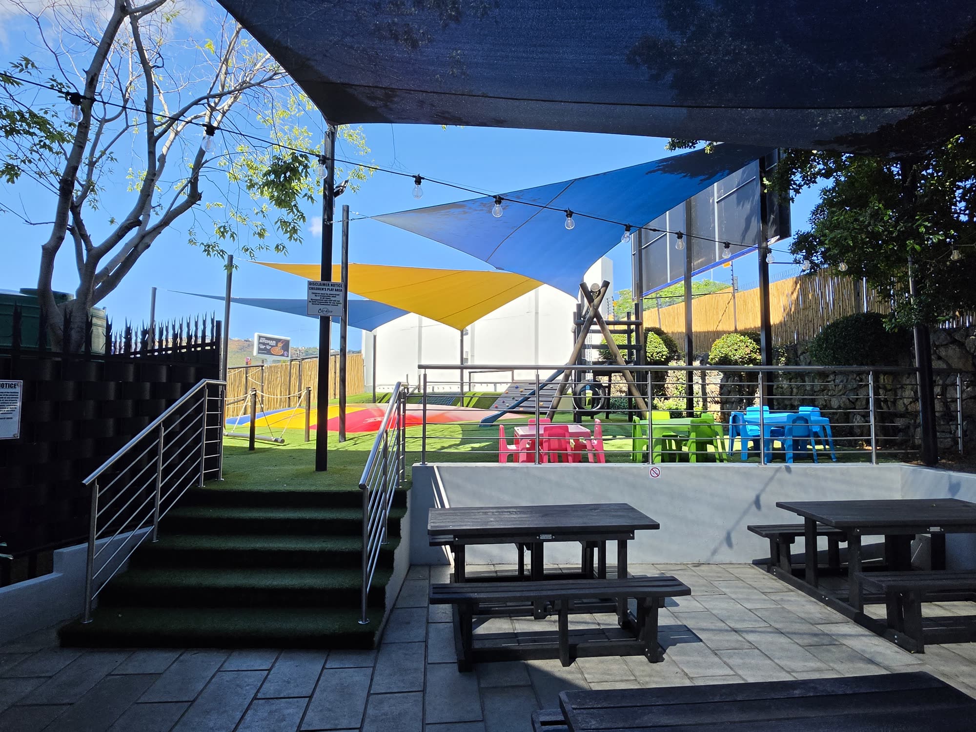 The play area beside the terrace